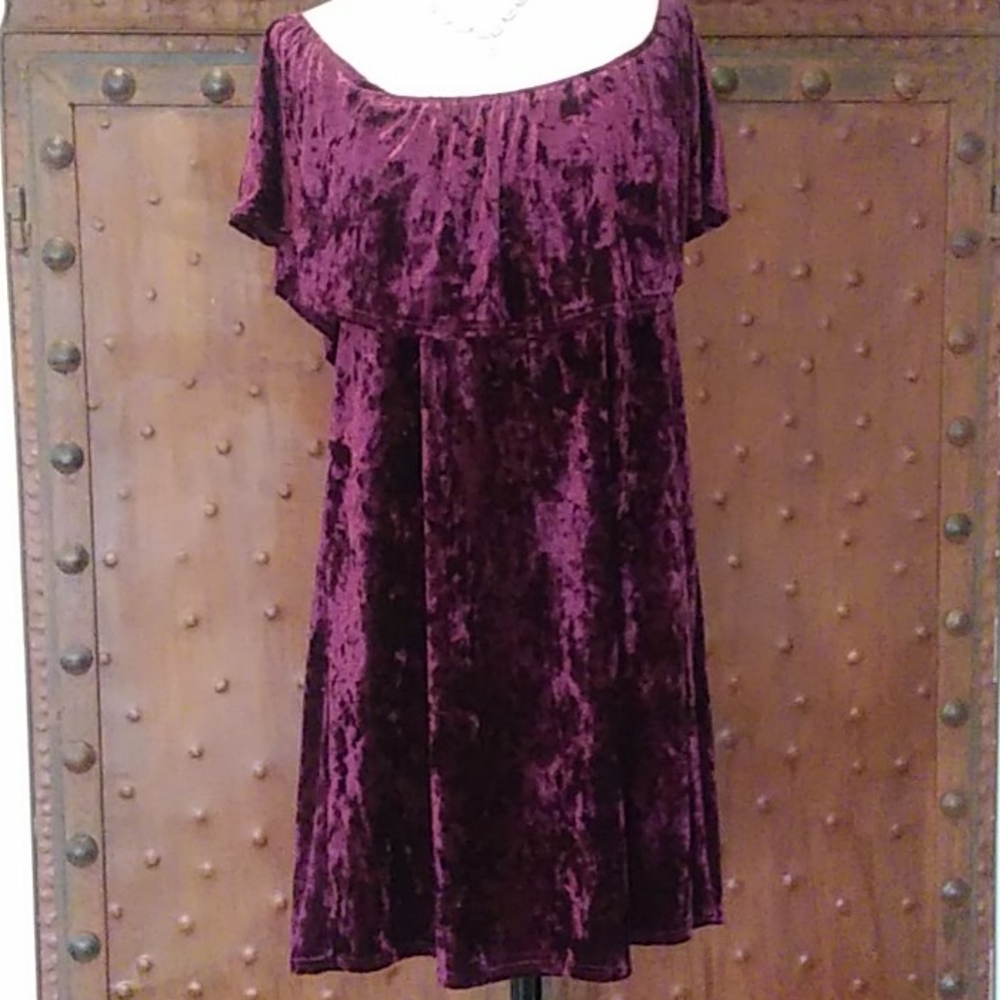 NWT BEAUTIFUL CRANBERRY COLORED VELVET DRESS.